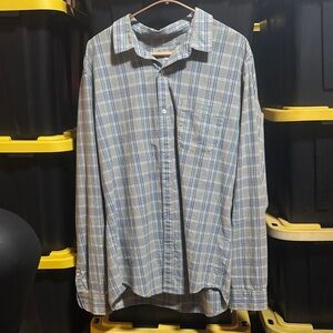 Outerknown Men's Plaid Shirt - Blue and White